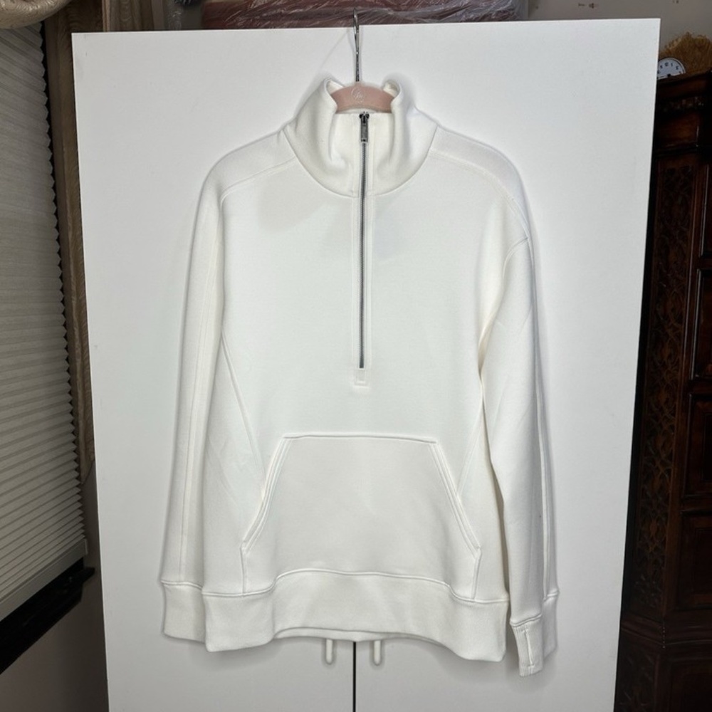 Spanx HeavyAir Half-Zip Tunic Long Sleeve Casual Powder White Womens XS & S NEW